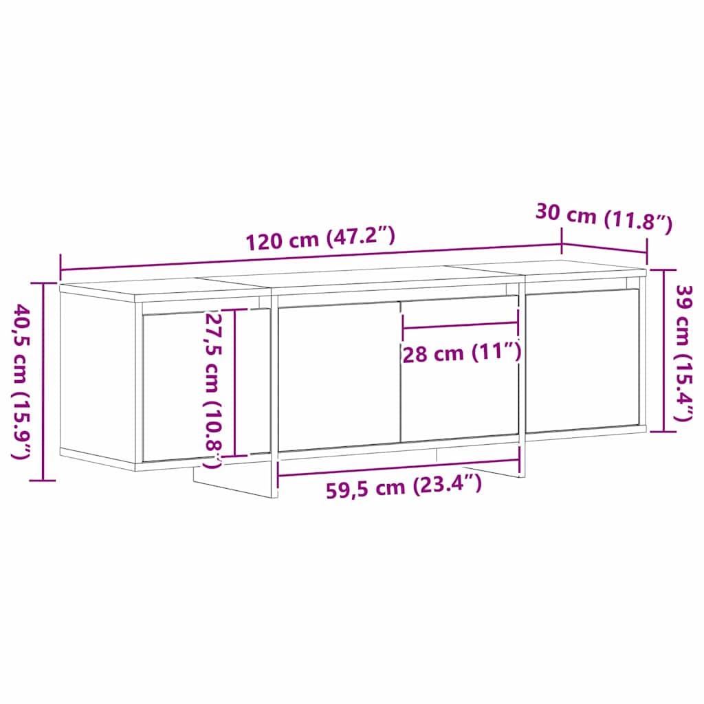 Tv-Skap Svart Eik 120 X 30 X 40,5 Cm Konstruert Tre