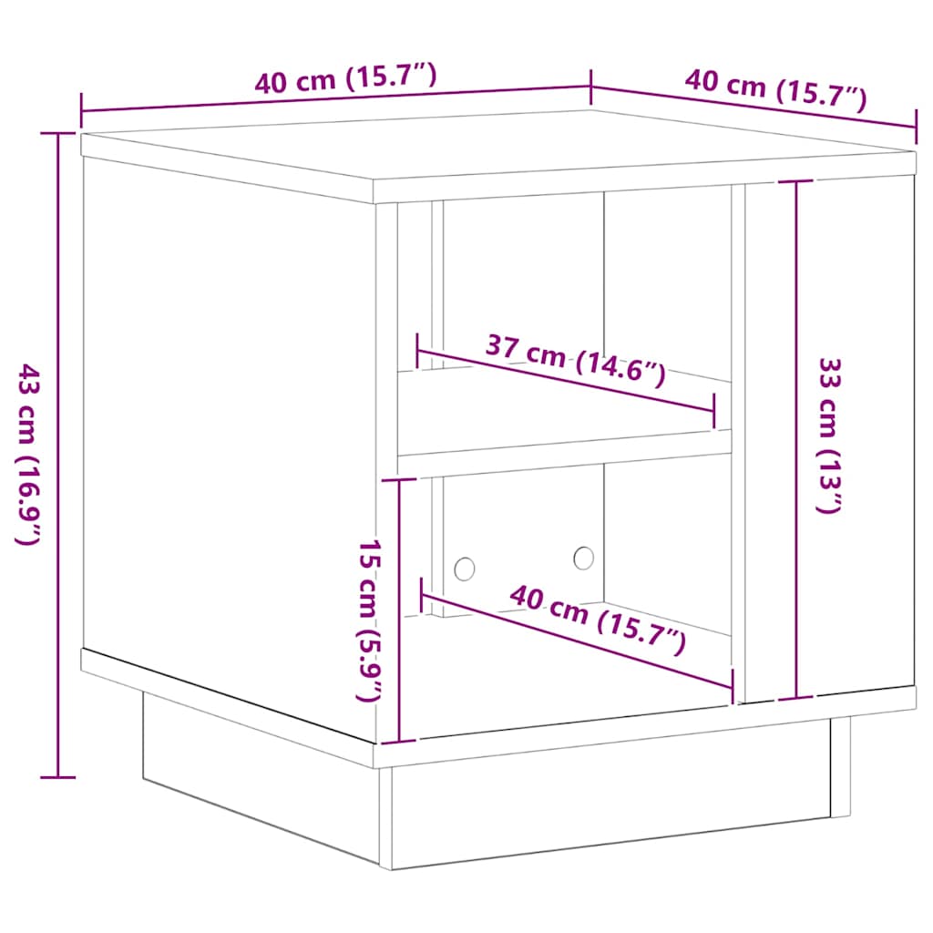 Kaffebord Svart Eik 40 X 40 X 43 Cm Konstruert Tre
