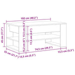 Kaffebord Svart Eik 102 X 55 X 45 Cm Konstruert Tre