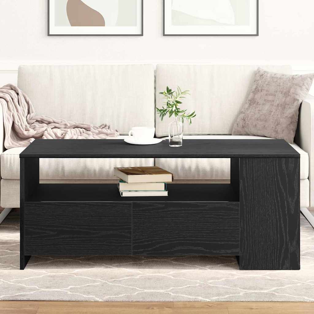 Kaffebord Med Skuff Svart Eik 102 X 55 X 43,5 Cm Konstruert Tre