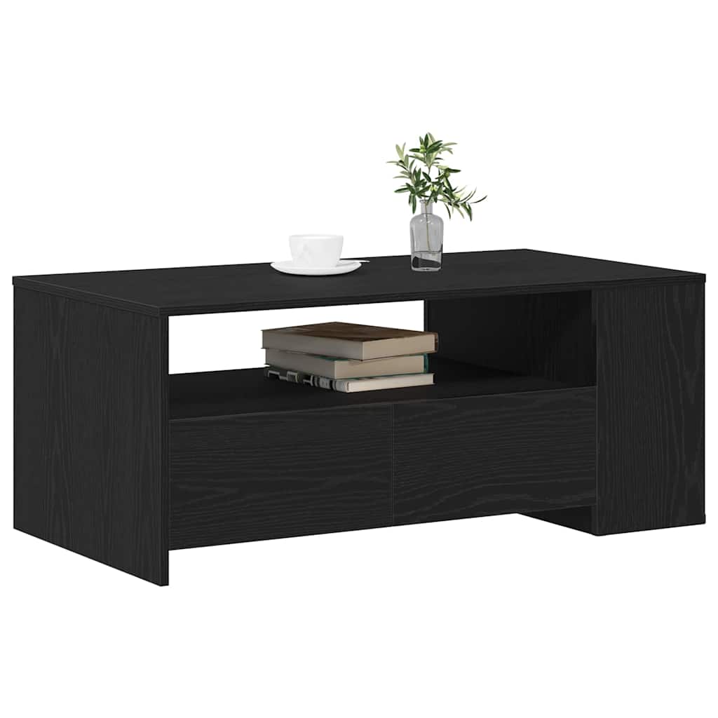 Kaffebord Med Skuff Svart Eik 102 X 55 X 43,5 Cm Konstruert Tre