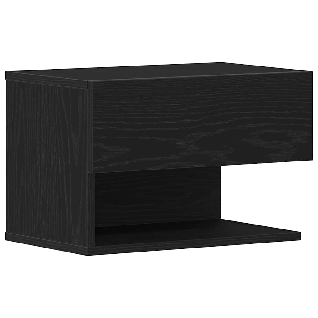 Nattbordskap Med Skuff Svart Eik 46 X 30 X 30 Cm Konstruert Tre