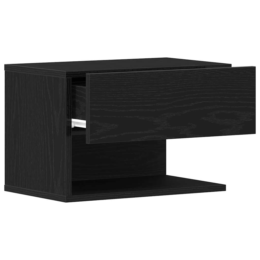 Nattbordskap Med Skuff Svart Eik 46 X 30 X 30 Cm Konstruert Tre