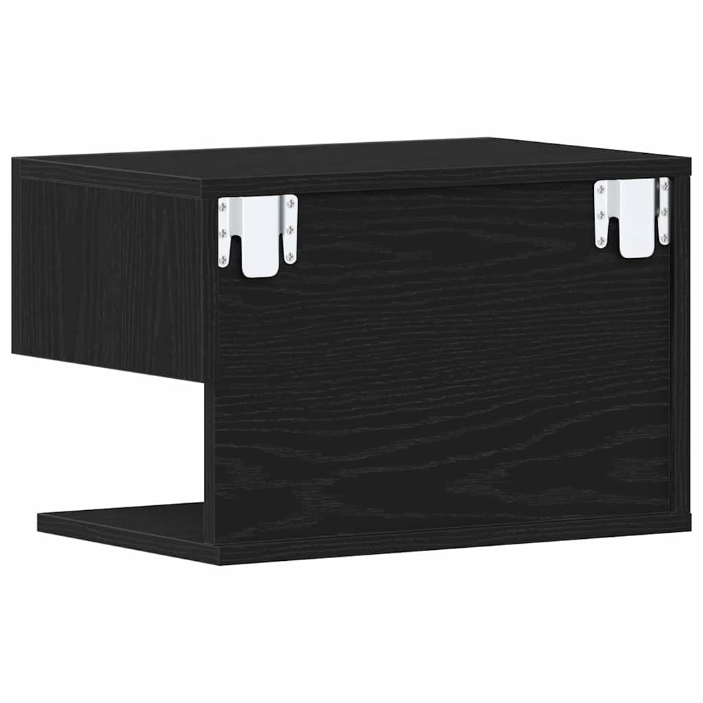 Nattbordskap Med Skuff Svart Eik 46 X 30 X 30 Cm Konstruert Tre