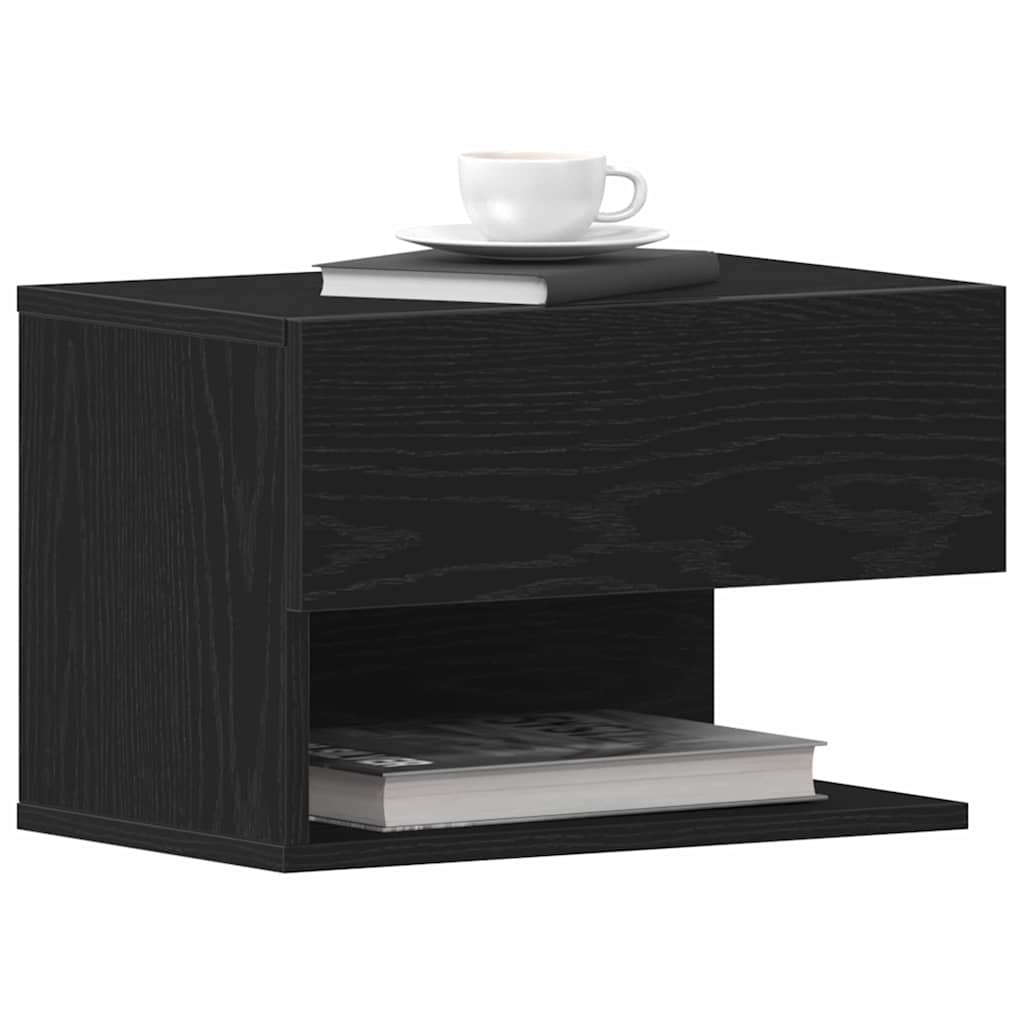 Nattbordskap Med Skuff Svart Eik 46 X 30 X 30 Cm Konstruert Tre
