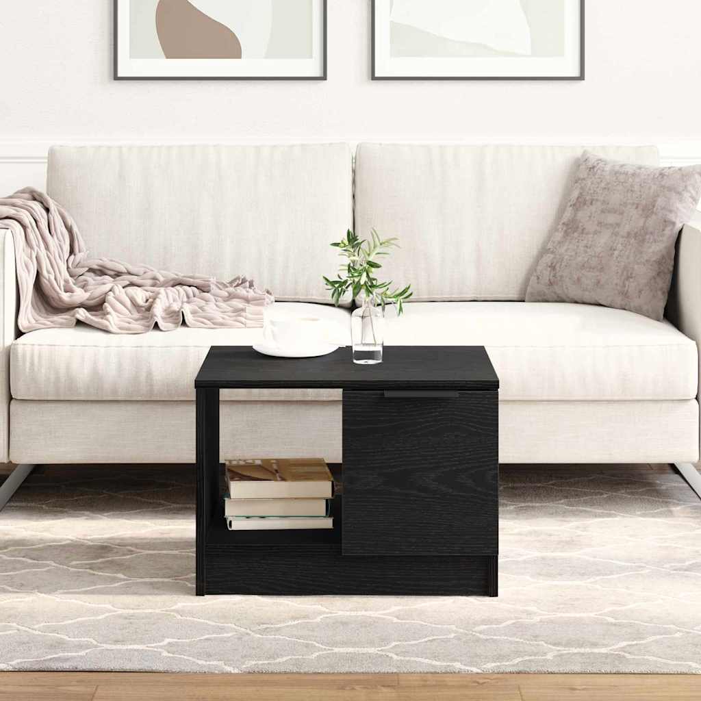 Kaffebord With Drawer Svart Eik 50 X 50 X 36 Cm Konstruert Tre