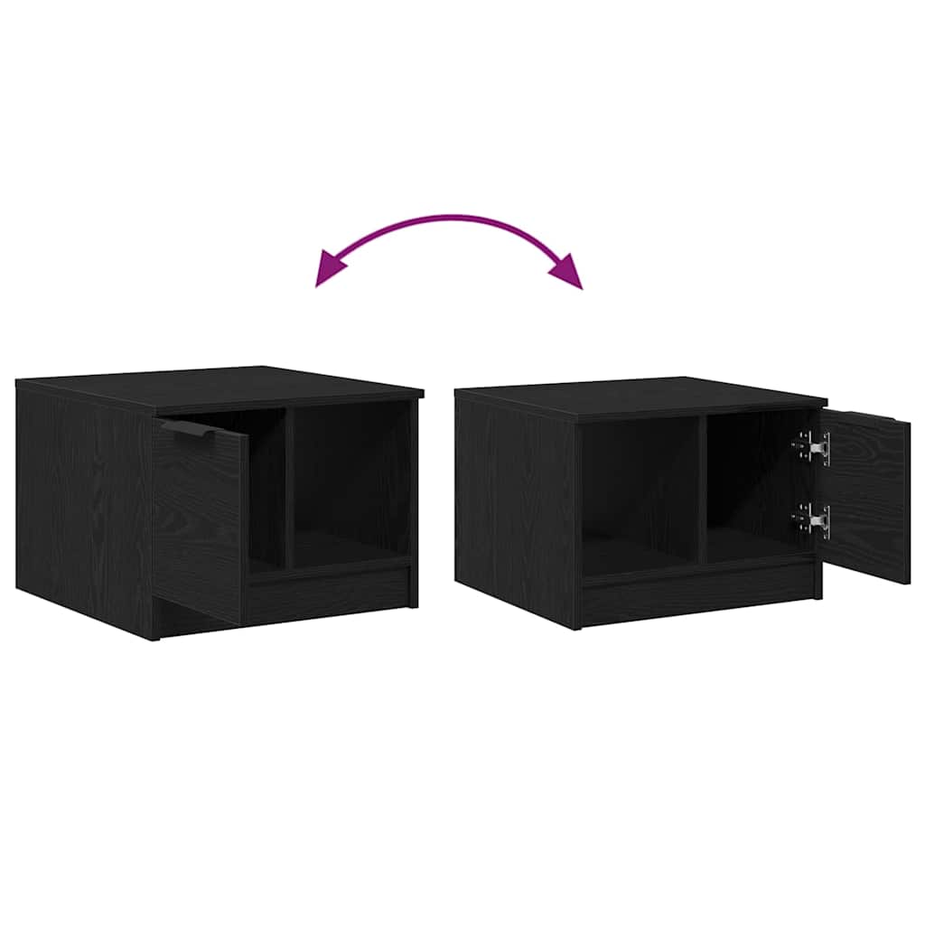 Kaffebord With Drawer Svart Eik 50 X 50 X 36 Cm Konstruert Tre