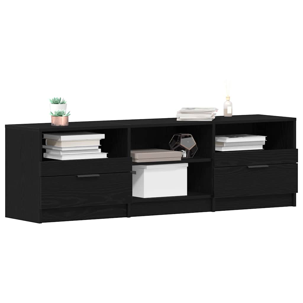 Tv-Skap Med Skuff Svart Eik 150 X 33,5 X 45 Cm Konstruert Tre
