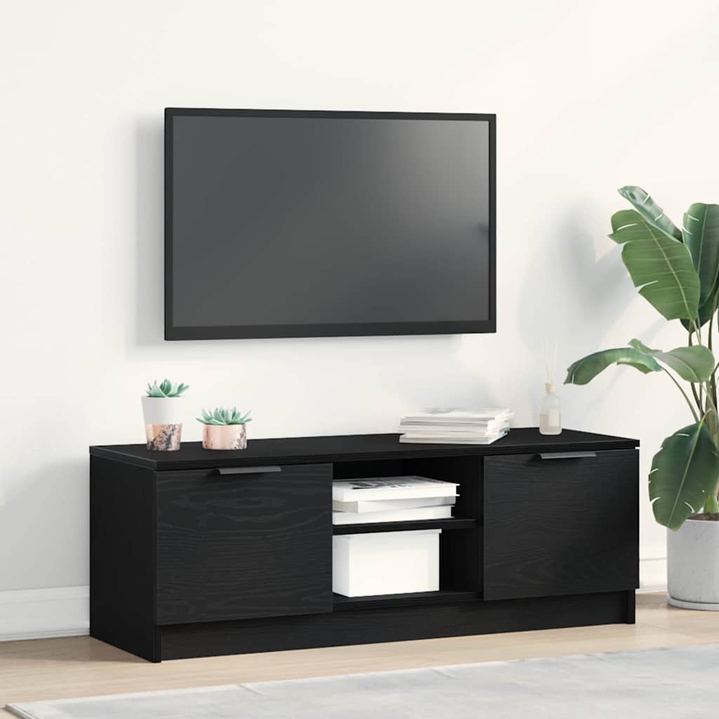 Tv-Skap Svart Eik 102 X 32 X 35.5 Cm Konstruert Tre