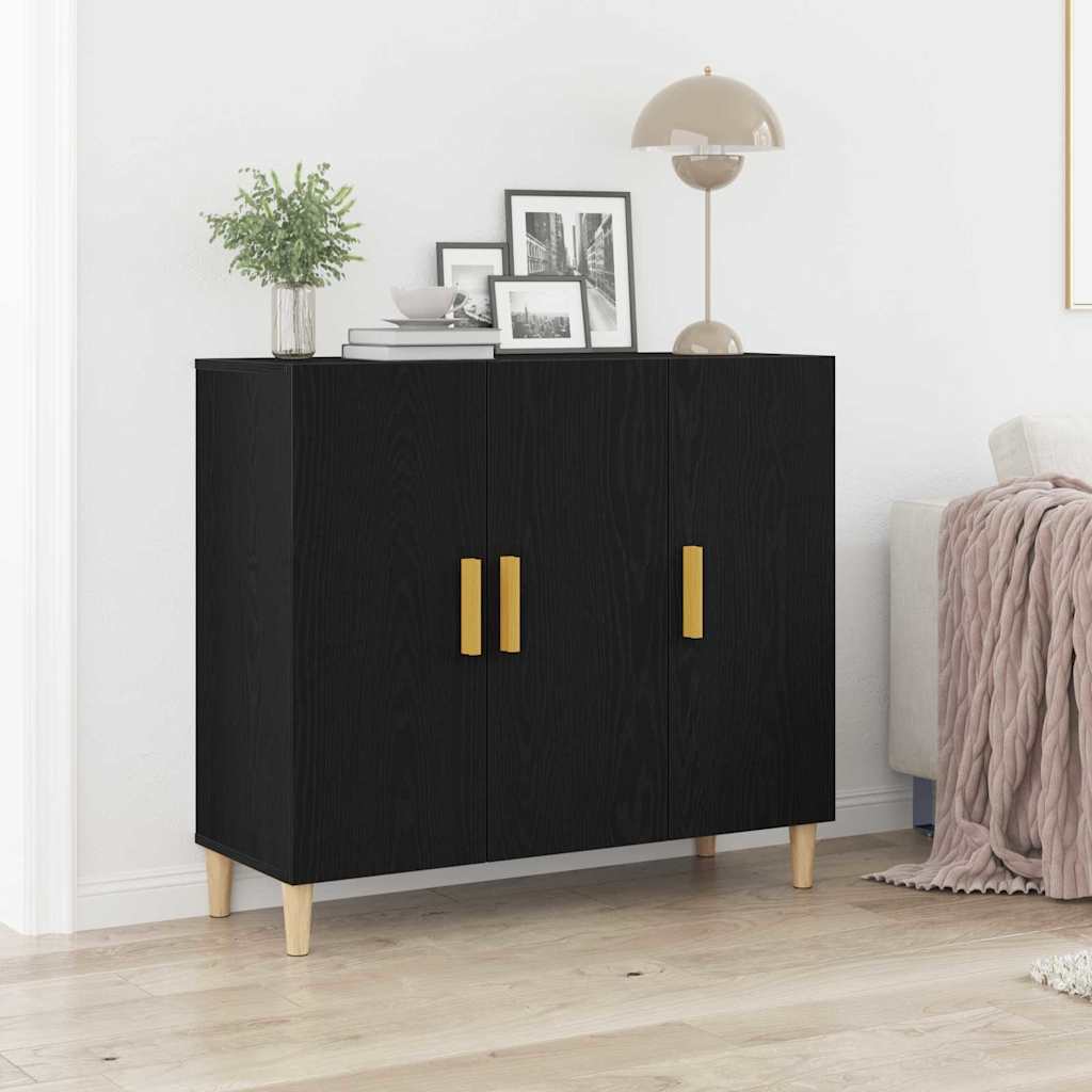 Serviesskap Svart Eik 90 X 34 X 80 Cm Konstruert Tre