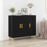 Serviesskap Svart Eik 90 X 34 X 80 Cm Konstruert Tre