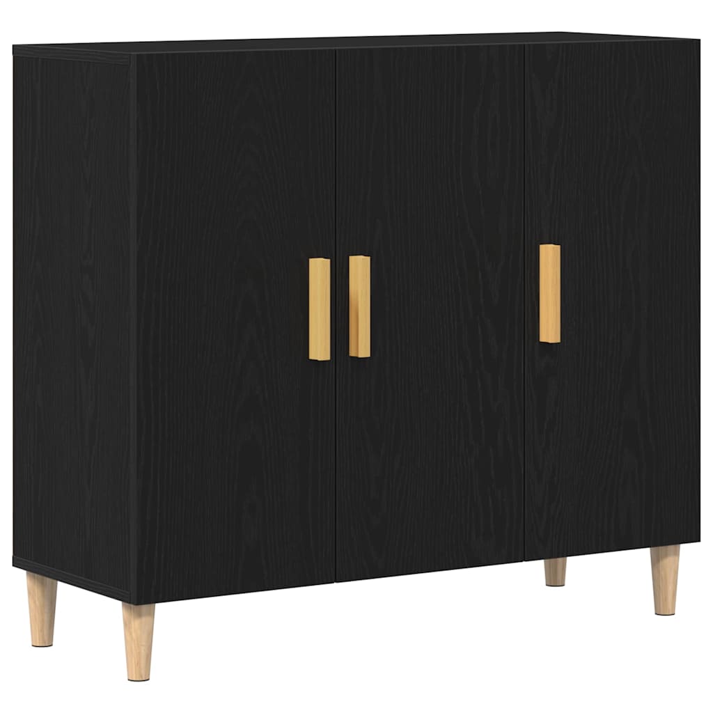 Serviesskap Svart Eik 90 X 34 X 80 Cm Konstruert Tre