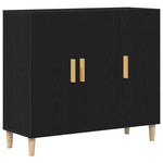 Serviesskap Svart Eik 90 X 34 X 80 Cm Konstruert Tre