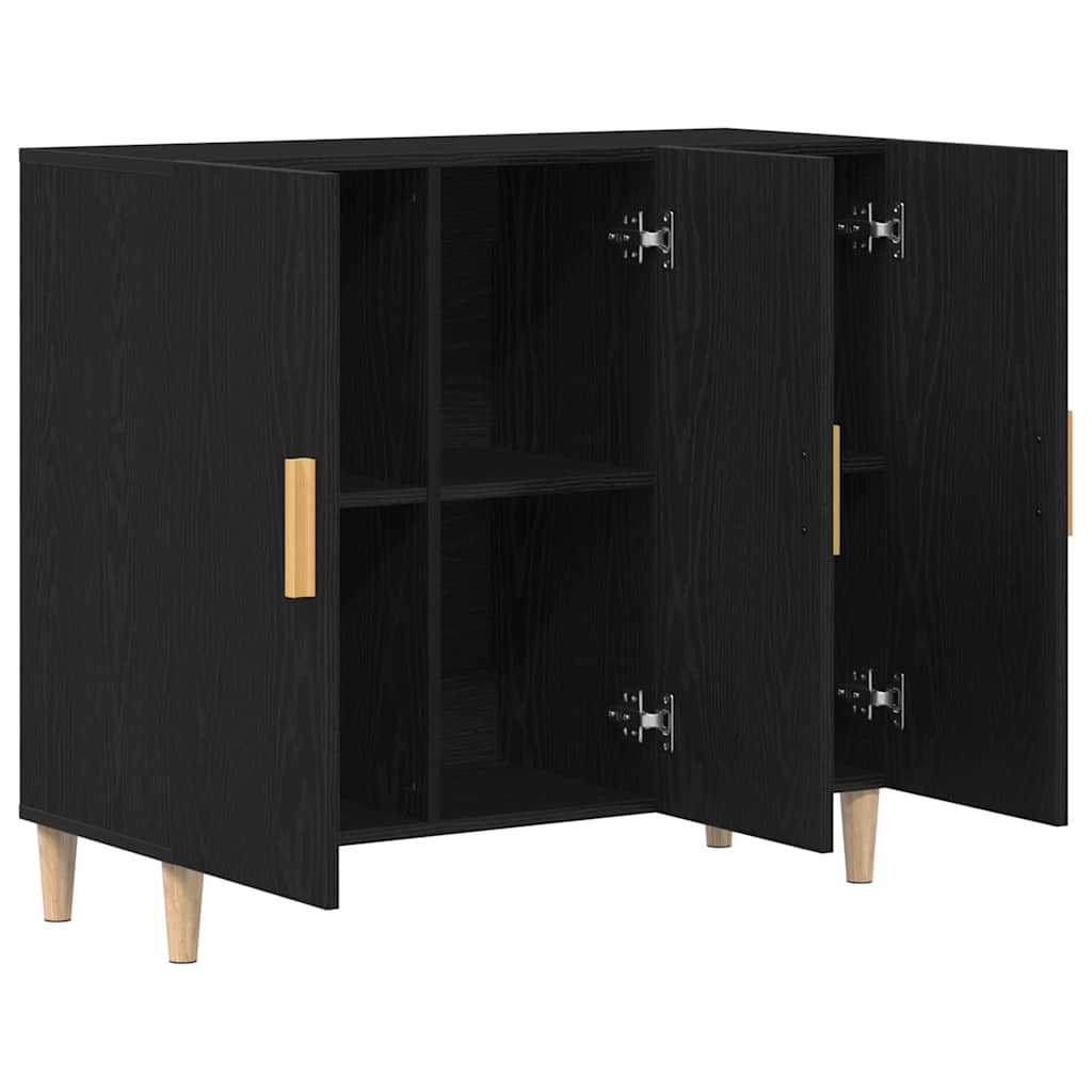 Serviesskap Svart Eik 90 X 34 X 80 Cm Konstruert Tre