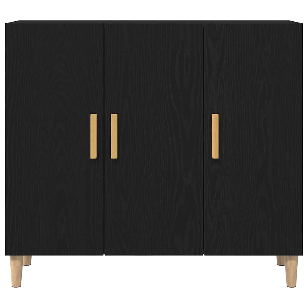 Serviesskap Svart Eik 90 X 34 X 80 Cm Konstruert Tre