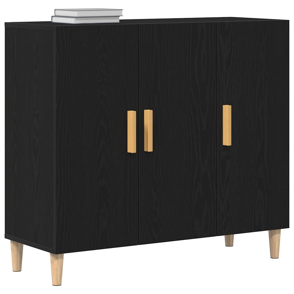 Serviesskap Svart Eik 90 X 34 X 80 Cm Konstruert Tre
