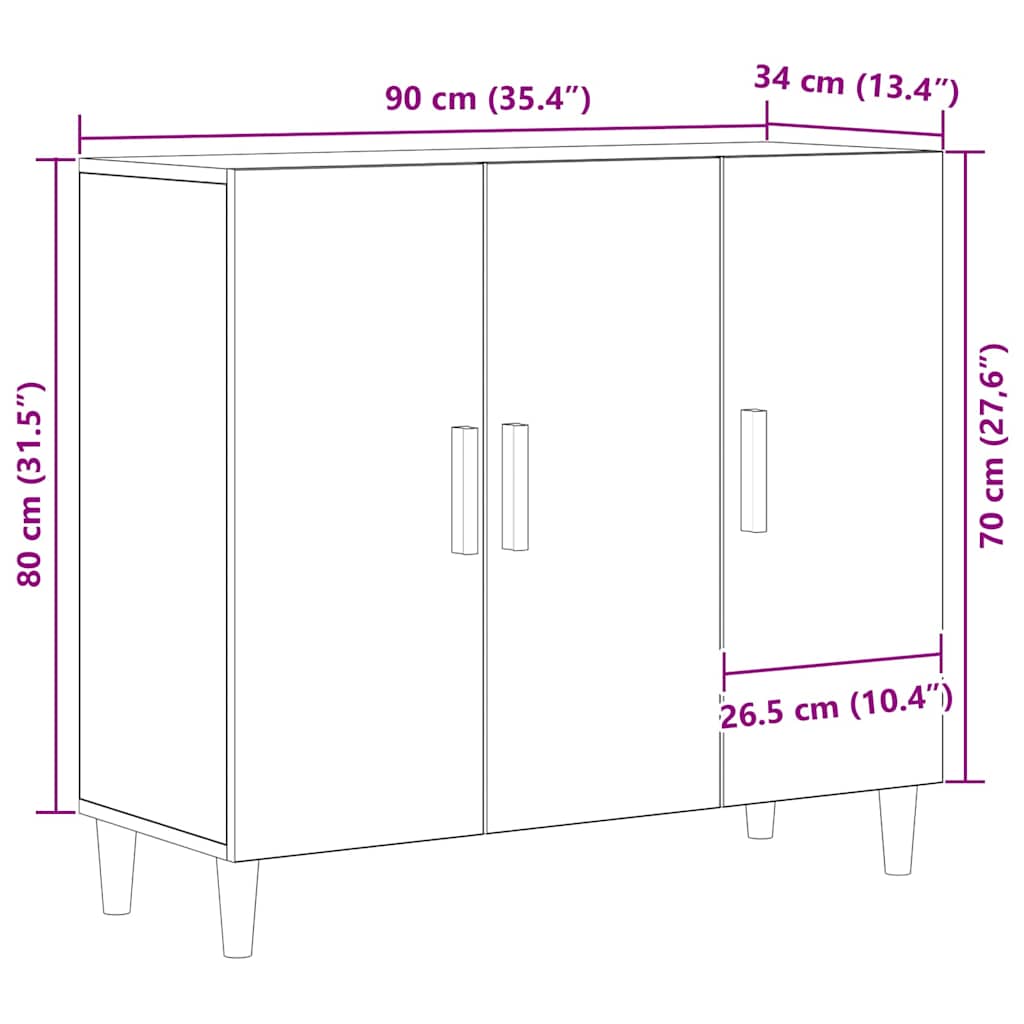 Serviesskap Svart Eik 90 X 34 X 80 Cm Konstruert Tre