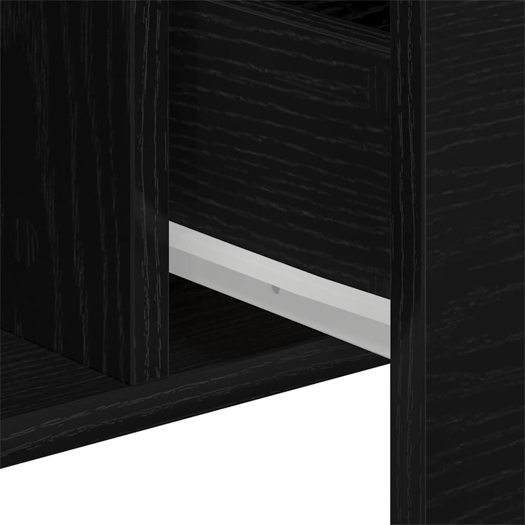 Serviesskap Med Skuff Svart Eik 100 X 36 X 60 Cm Konstruert Tre