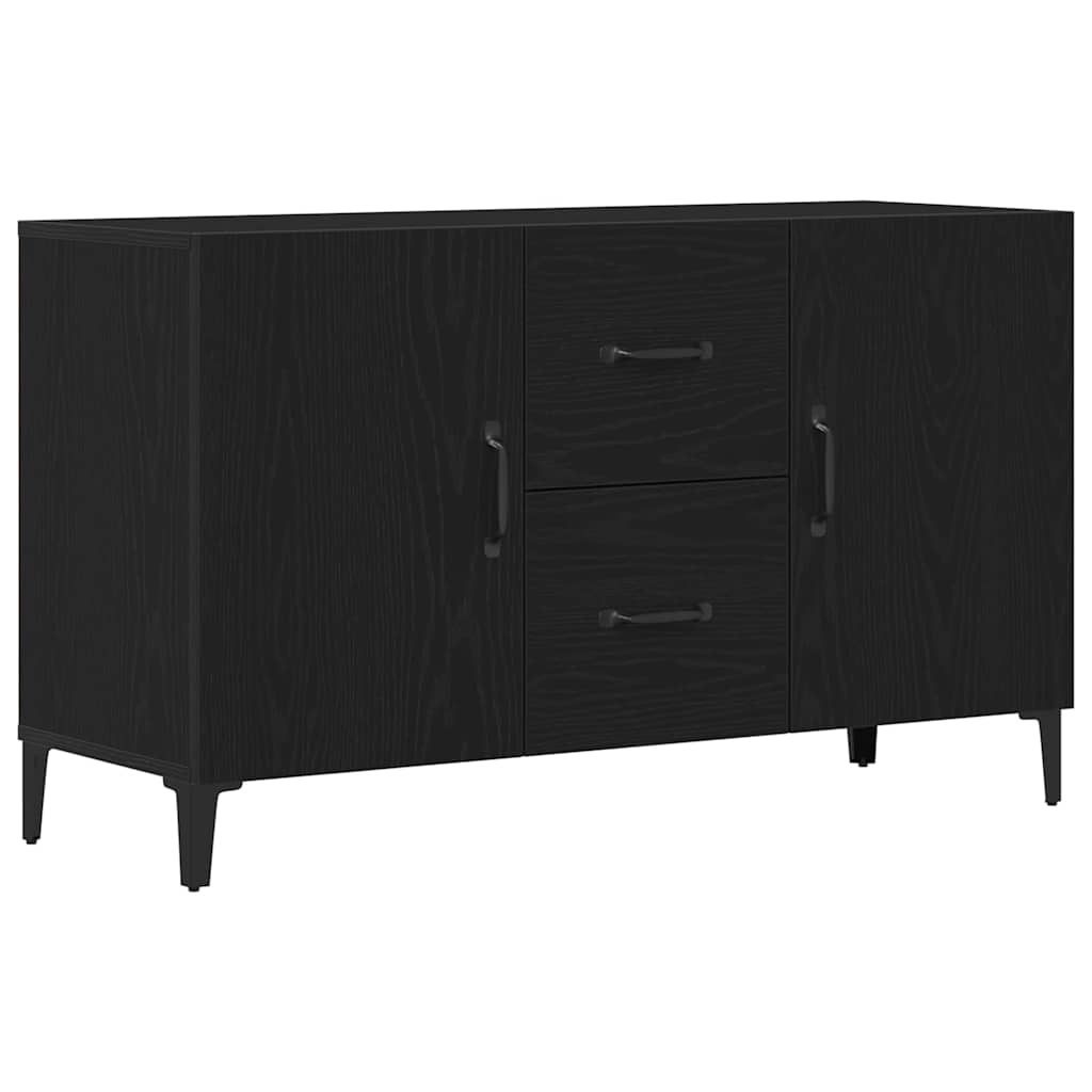 Serviesskap Med Skuff Svart Eik 100 X 36 X 60 Cm Konstruert Tre