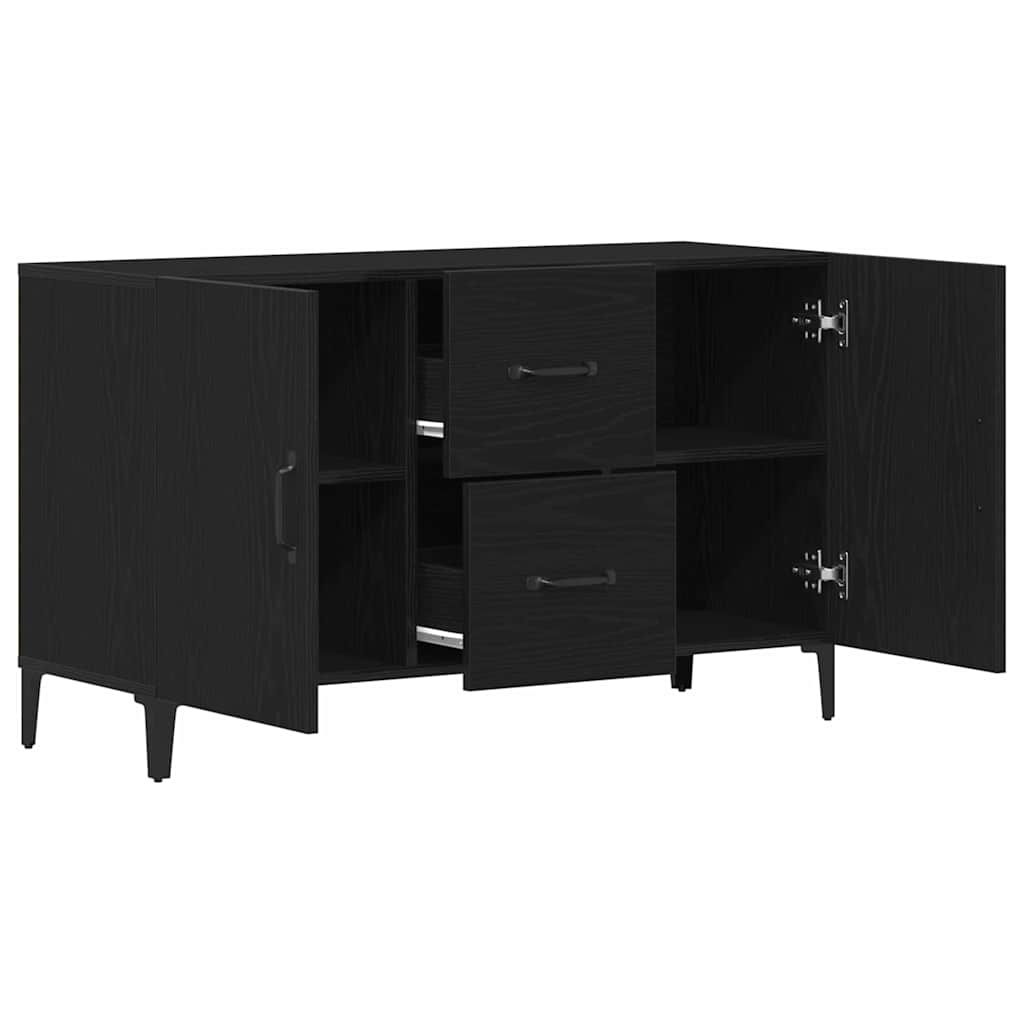 Serviesskap Med Skuff Svart Eik 100 X 36 X 60 Cm Konstruert Tre