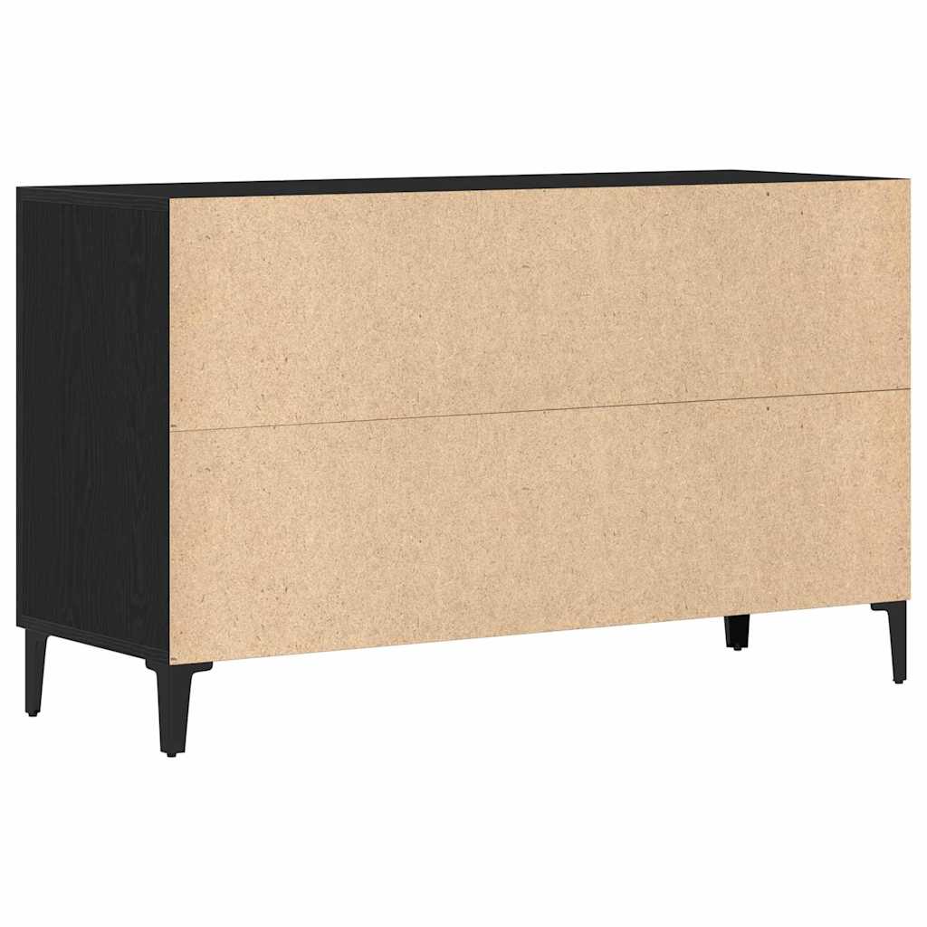 Serviesskap Med Skuff Svart Eik 100 X 36 X 60 Cm Konstruert Tre