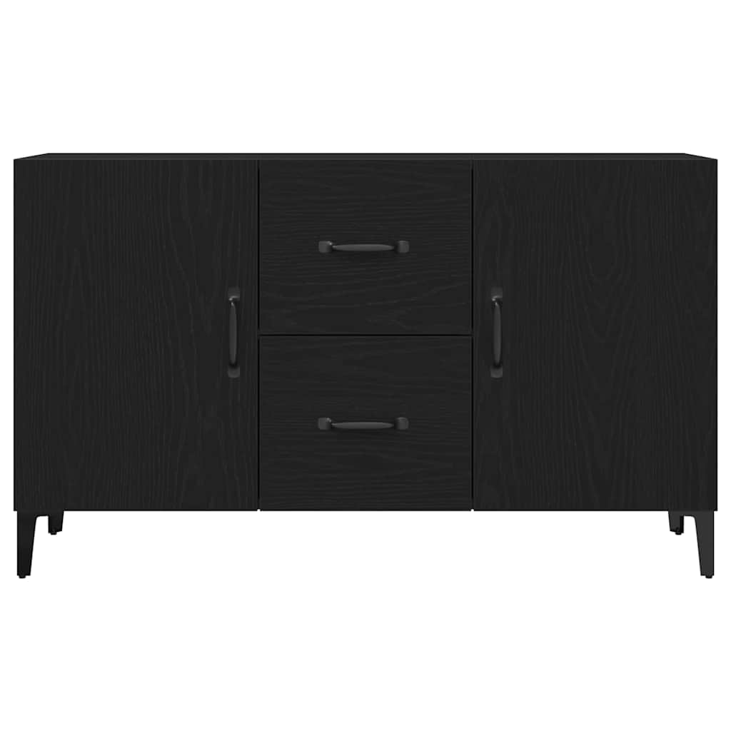 Serviesskap Med Skuff Svart Eik 100 X 36 X 60 Cm Konstruert Tre