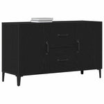 Serviesskap Med Skuff Svart Eik 100 X 36 X 60 Cm Konstruert Tre