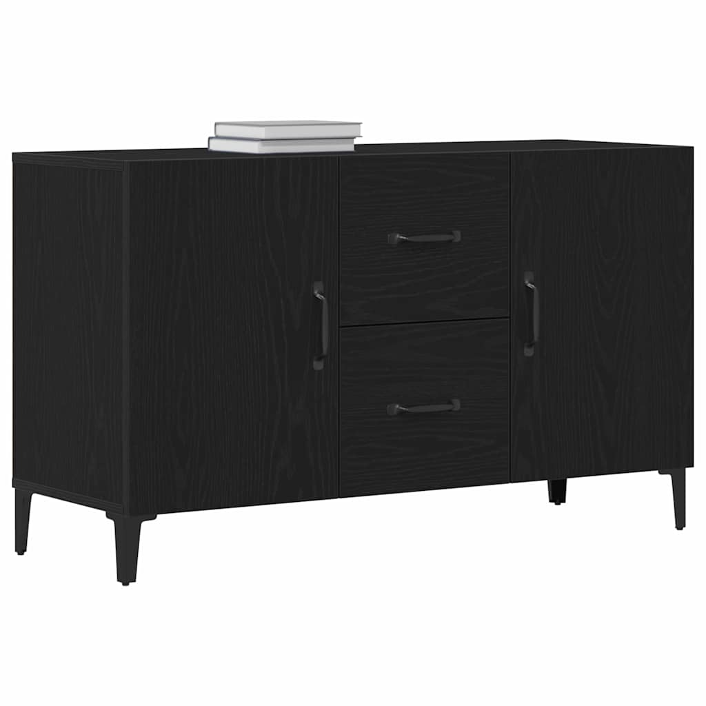 Serviesskap Med Skuff Svart Eik 100 X 36 X 60 Cm Konstruert Tre