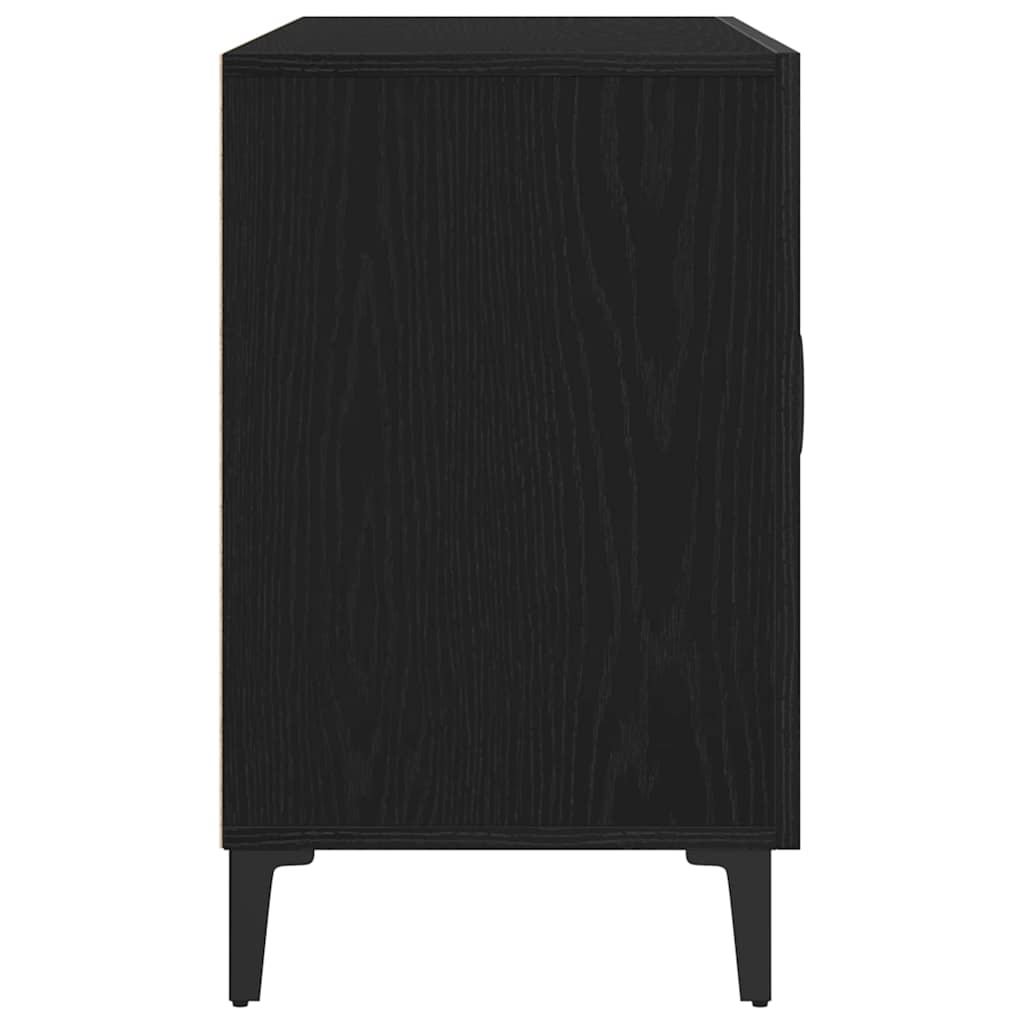 Serviesskap Med Skuff Svart Eik 100 X 36 X 60 Cm Konstruert Tre