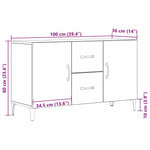 Serviesskap Med Skuff Svart Eik 100 X 36 X 60 Cm Konstruert Tre