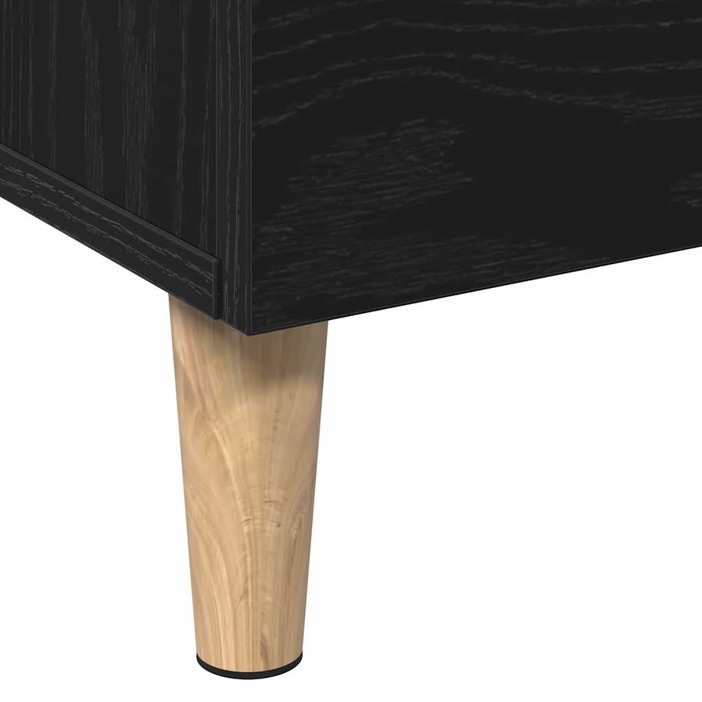 Høyskap Med Skuff Svart Eik 70 X 31 X 115 Cm Konstruert Tre