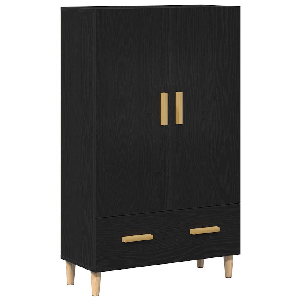Høyskap Med Skuff Svart Eik 70 X 31 X 115 Cm Konstruert Tre