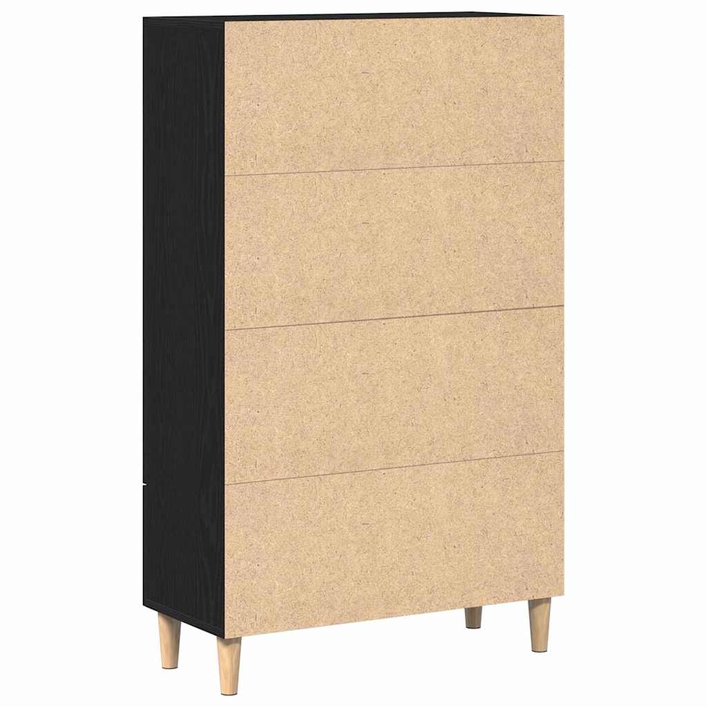 Høyskap Med Skuff Svart Eik 70 X 31 X 115 Cm Konstruert Tre