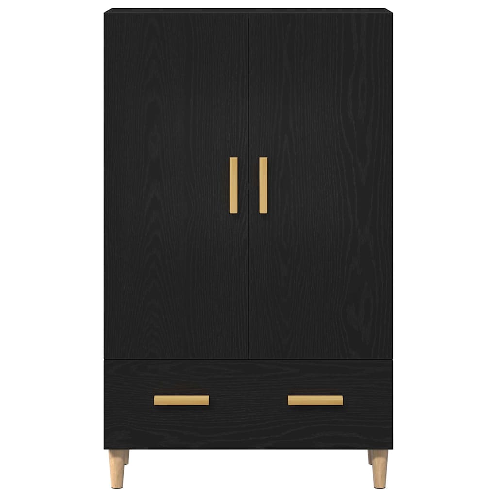 Høyskap Med Skuff Svart Eik 70 X 31 X 115 Cm Konstruert Tre
