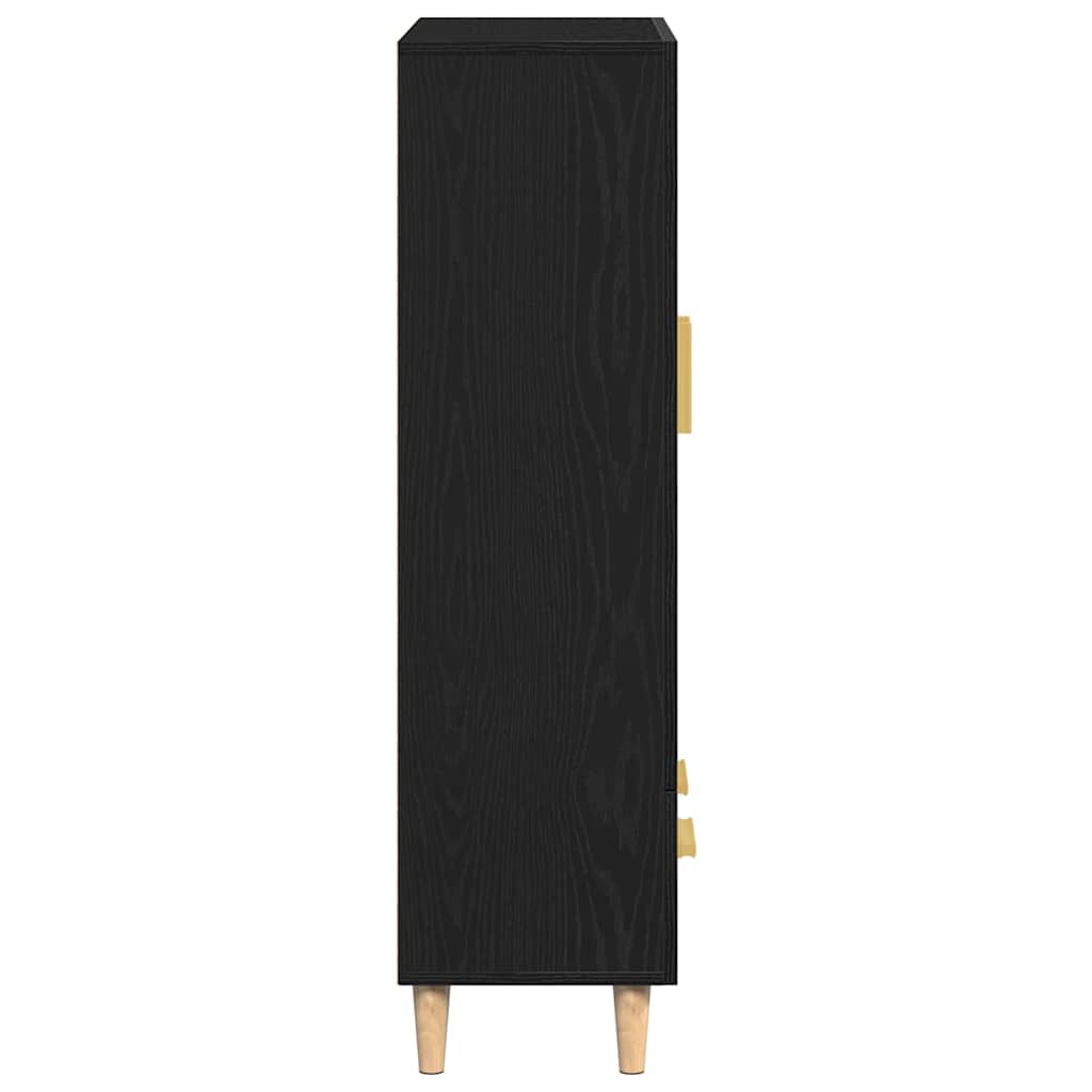 Høyskap Med Skuff Svart Eik 70 X 31 X 115 Cm Konstruert Tre
