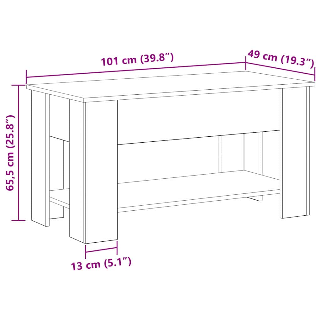 Kaffebord Svart Eik 101 X 49 X 52 Cm Konstruert Tre