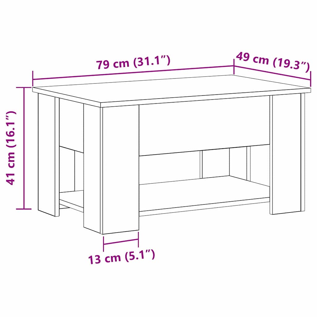 Kaffebord Svart Eik 79 X 49 X 41 Cm Konstruert Tre