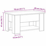 Kaffebord Svart Eik 79 X 49 X 41 Cm Konstruert Tre