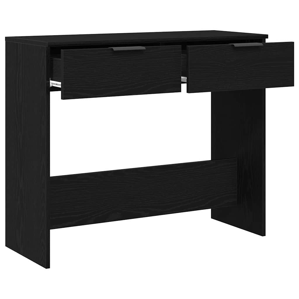 Konsollbord Med Skuff Svart Eik 30 X 36 X 75 Cm Konstruert Tre