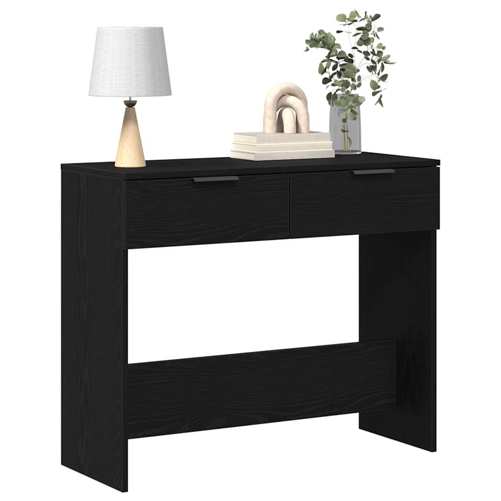 Konsollbord Med Skuff Svart Eik 30 X 36 X 75 Cm Konstruert Tre