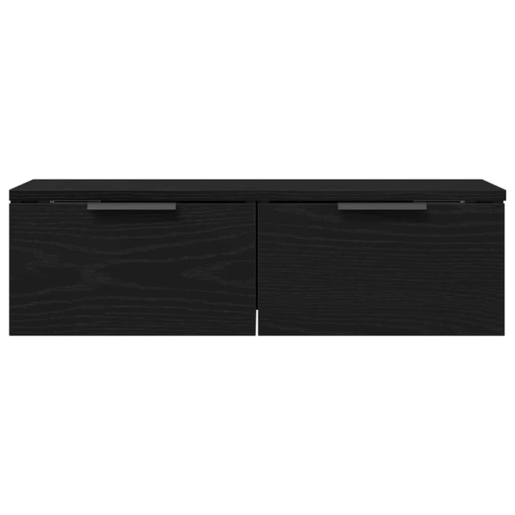 Veggskap Med Skuff Svart Eik 68 X 30 X 20 Cm Konstruert Tre