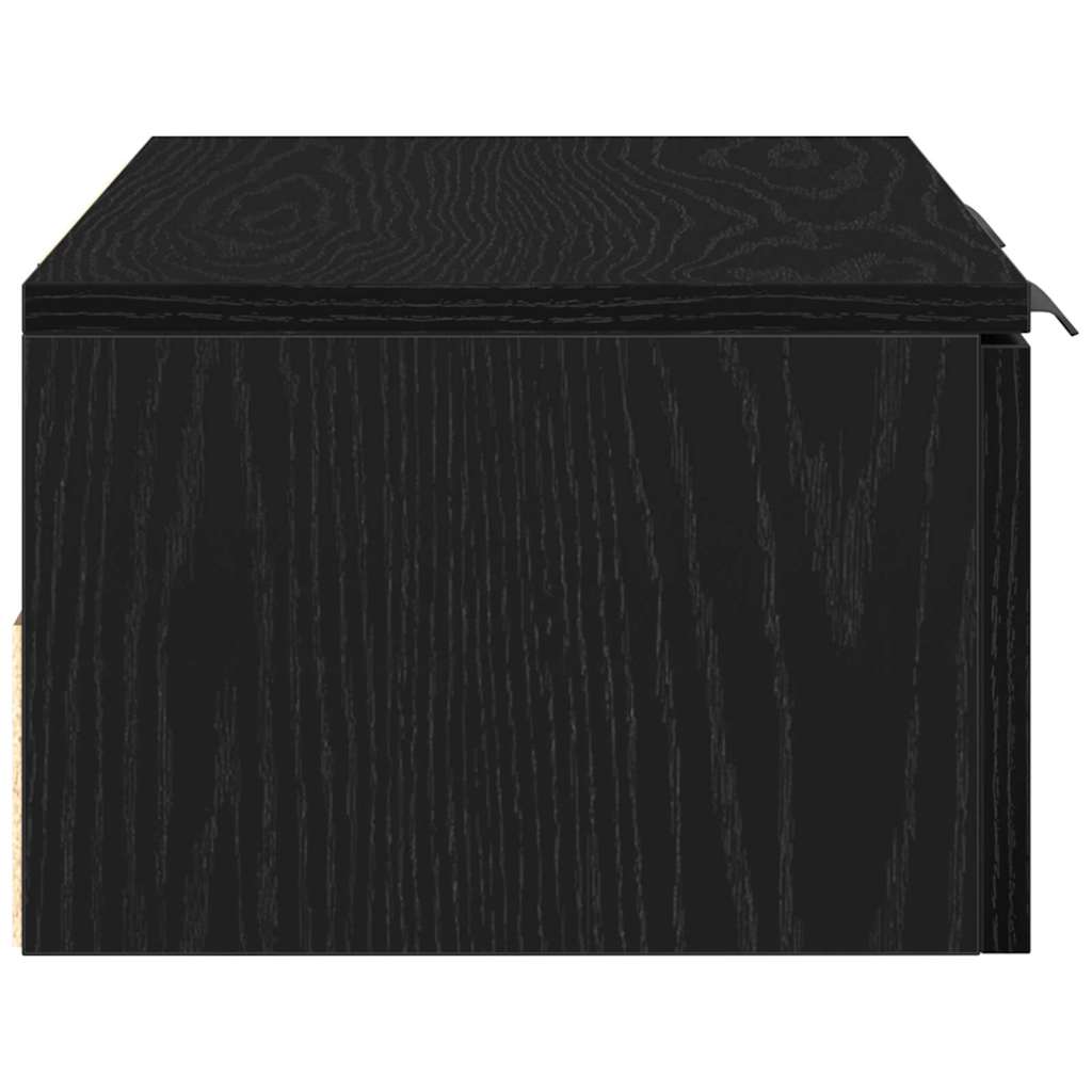 Veggskap Med Skuff Svart Eik 68 X 30 X 20 Cm Konstruert Tre
