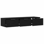 Veggskap Med Skuff Svart Eik 102 X 30 X 20 Cm Konstruert Tre