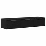 Veggskap Med Skuff Svart Eik 102 X 30 X 20 Cm Konstruert Tre