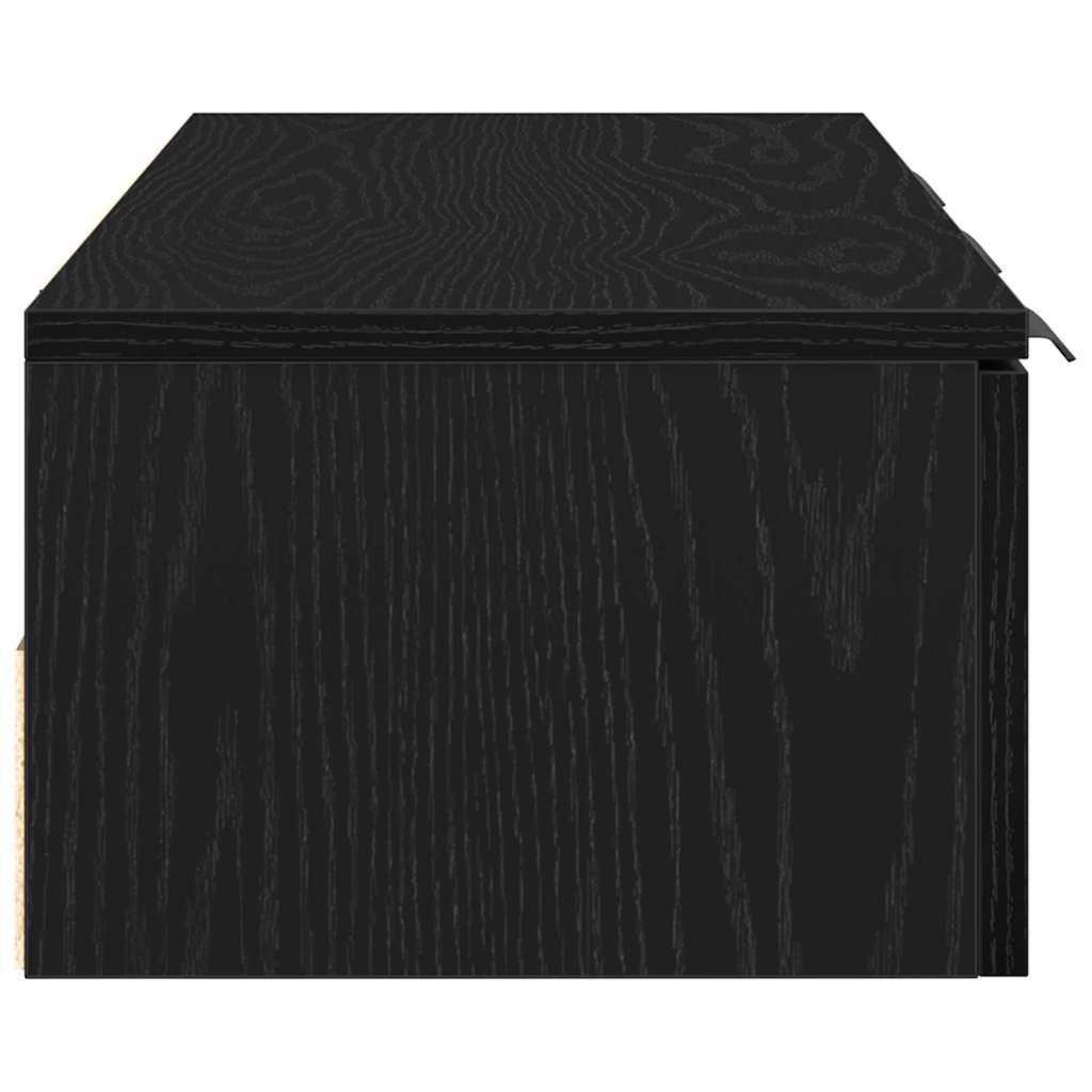 Veggskap Med Skuff Svart Eik 102 X 30 X 20 Cm Konstruert Tre
