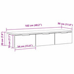Veggskap Med Skuff Svart Eik 102 X 30 X 20 Cm Konstruert Tre