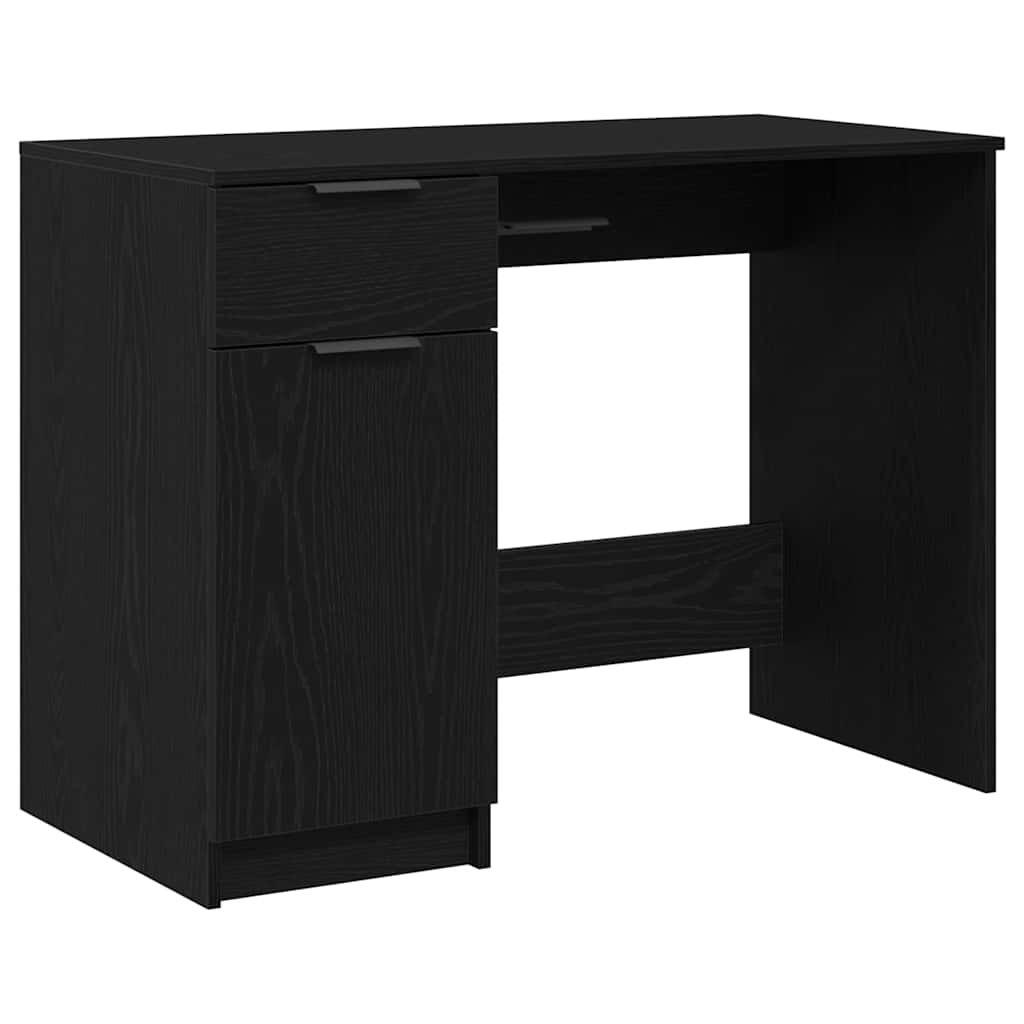 Skrivebord Med Skuff Svart Eik 100 X 50 X 75 Cm Konstruert Tre