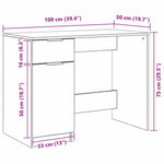 Skrivebord Med Skuff Svart Eik 100 X 50 X 75 Cm Konstruert Tre