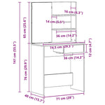 Sminkebord Svart Eik 74,5 X 40 X 141 Cm Konstruert Tre