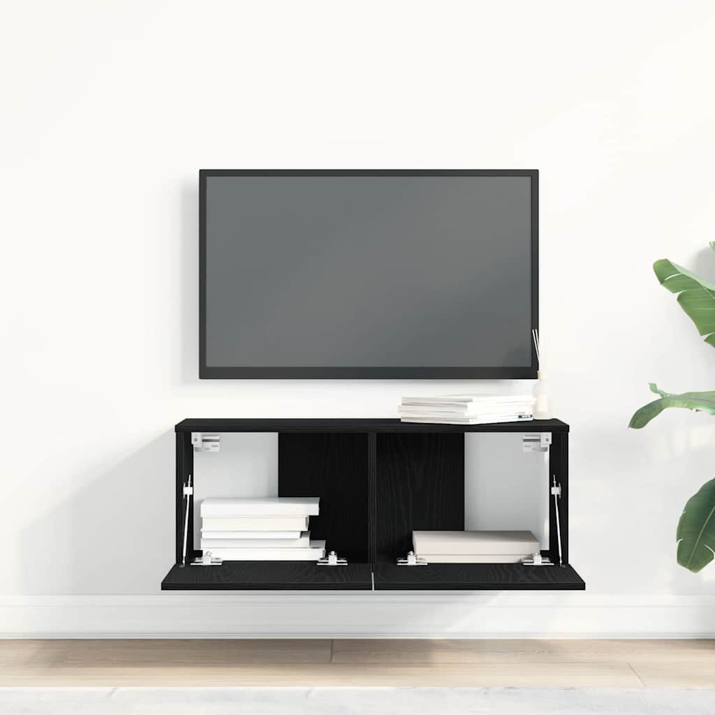 Tv-Skap 2 Pcs Svart Eik 80 X 30 X 30 Cm Konstruert Tre